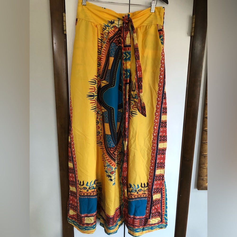 Colorful Ethnic Print Maxi Skirt
